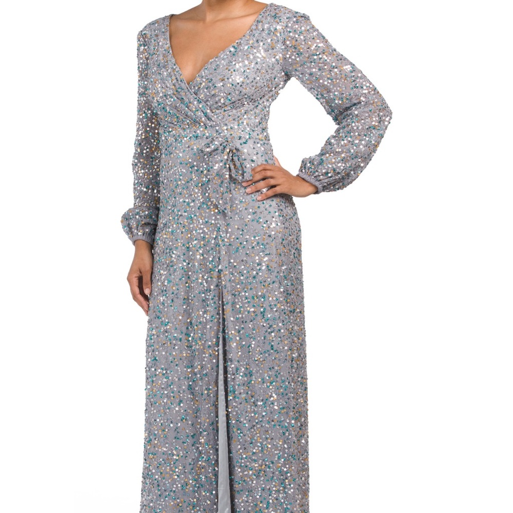 Mac Duggal Plunging VNeck Sequin Evening Gown